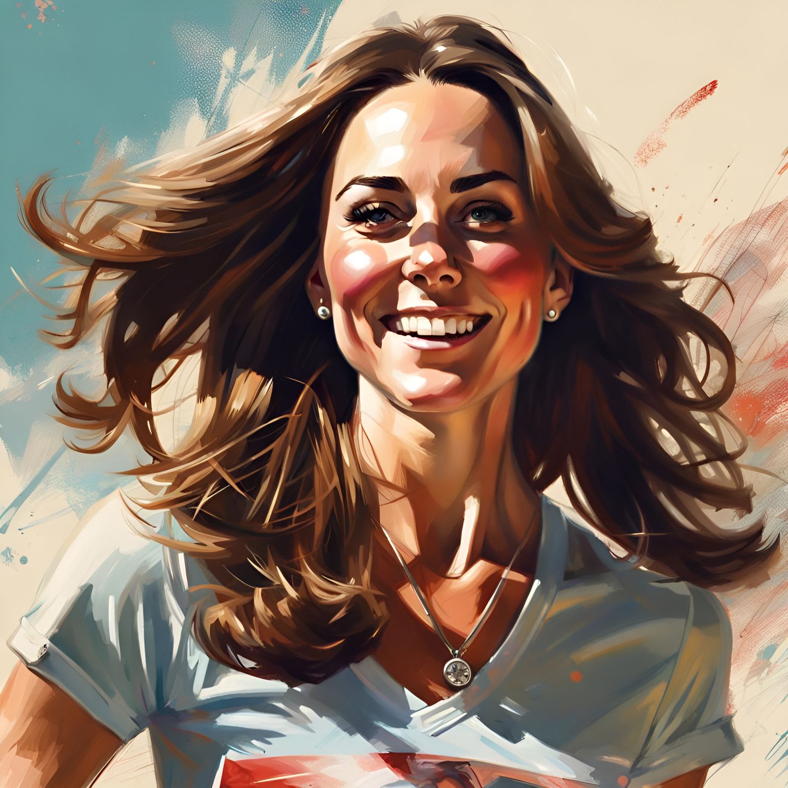 Kate Middleton Skateboarding, Digital Illustration