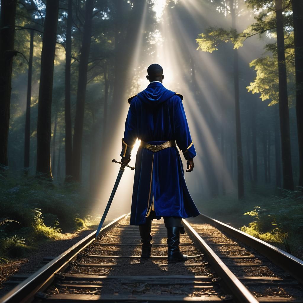 Dramatic Forest Hero: Cinematic Film Still