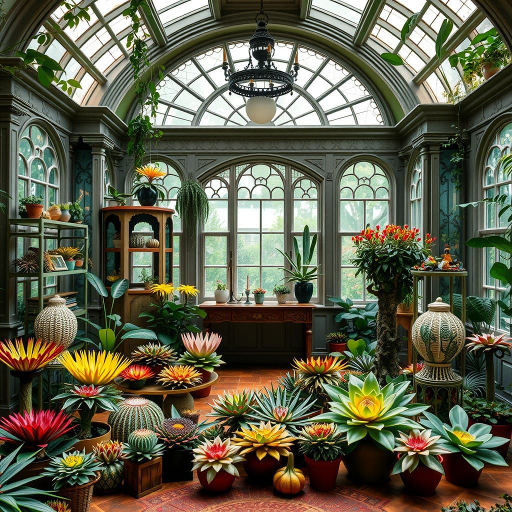 Botanical Euphorb Sanctuary in Lush Victorian Garden