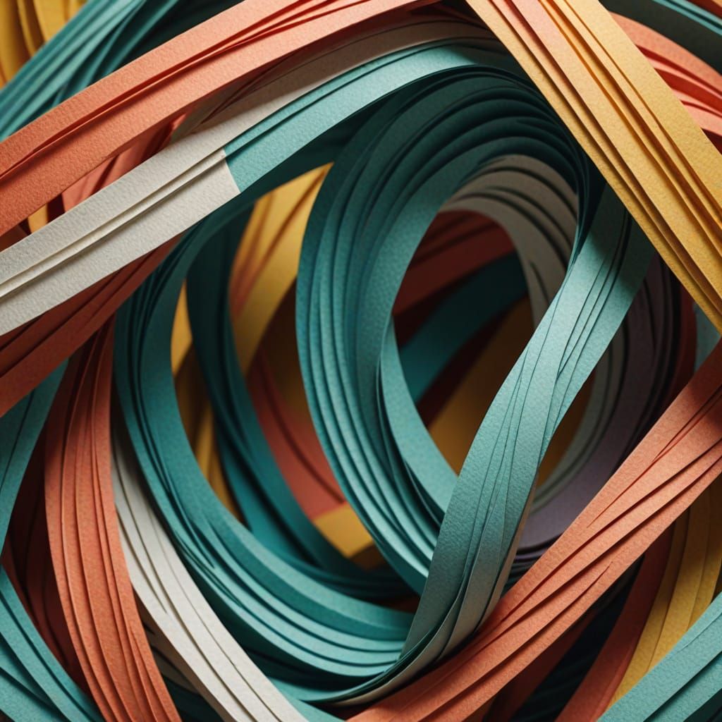 Intricate Origami Moebius Strip Sculpture in Vibrant Colors