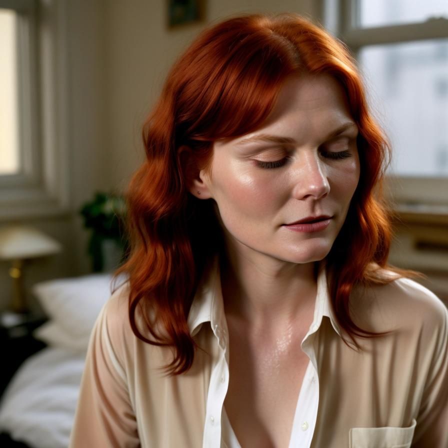 Romantic Kiss in Rainy Apartment