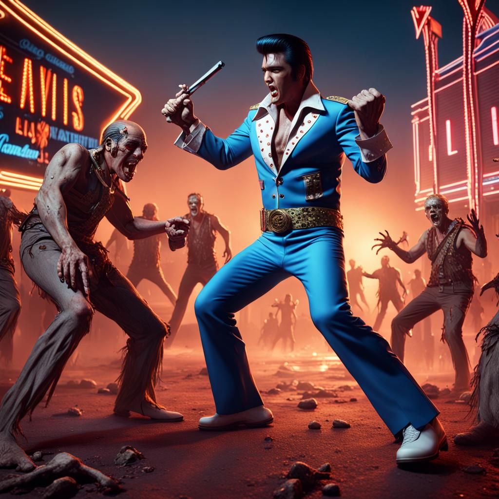 Elvis Presley vs Zombies in Las Vegas: Matte Painting