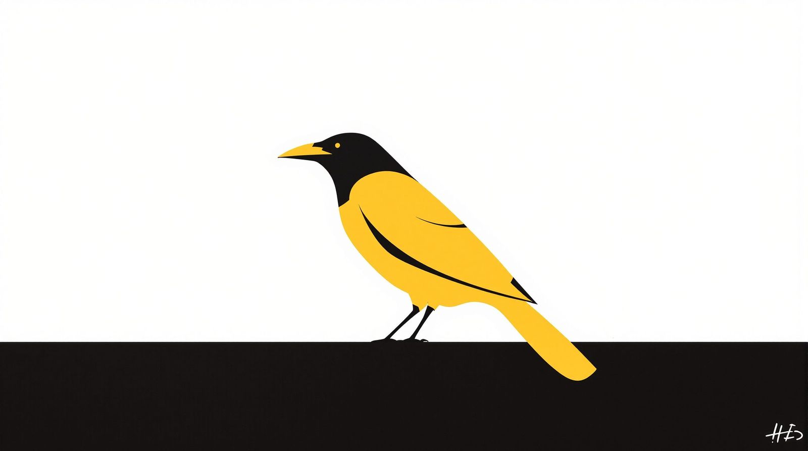 Minimalist Yellow Raven Art