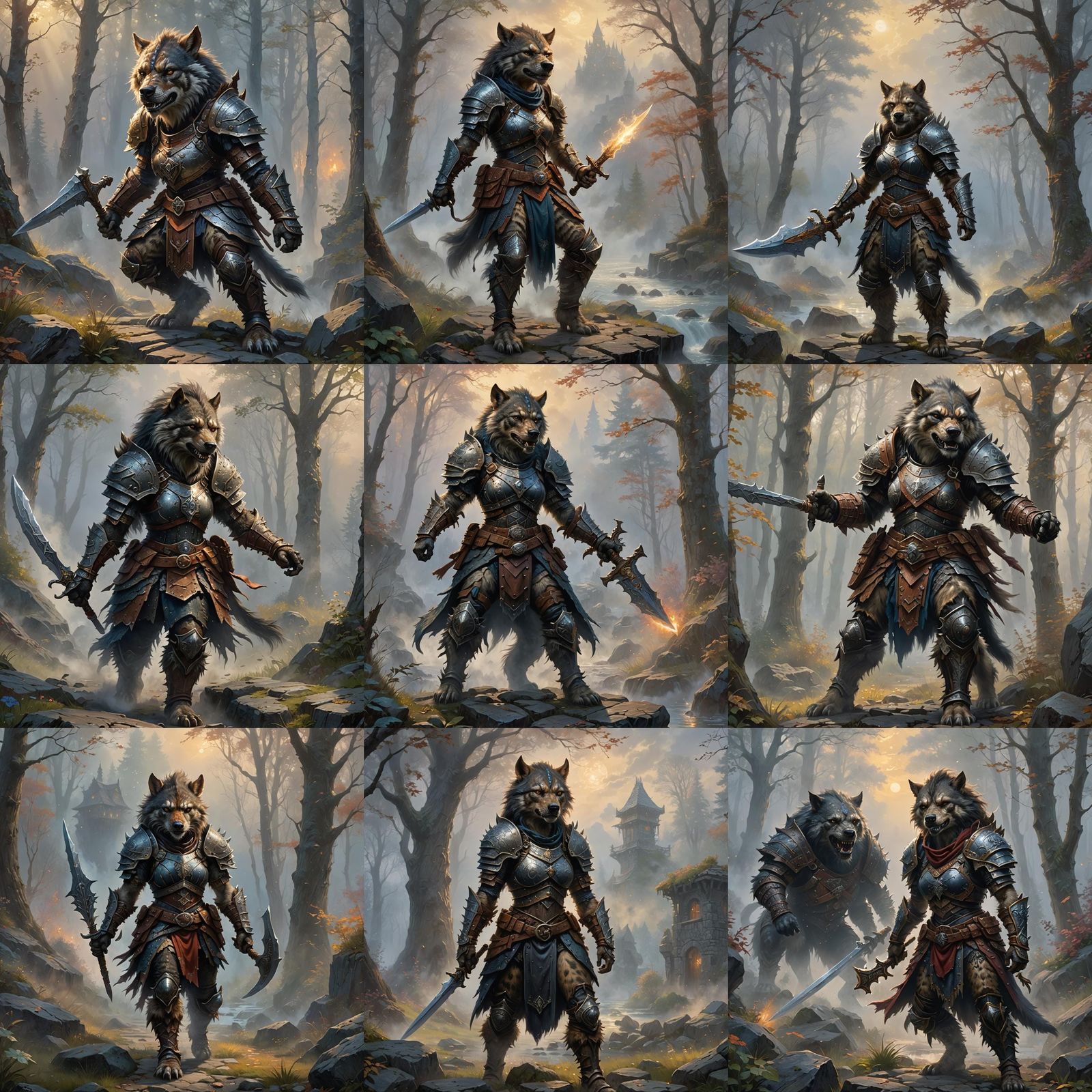 Fierce Female Gnoll Warrior in Ethereal Fantasy Style