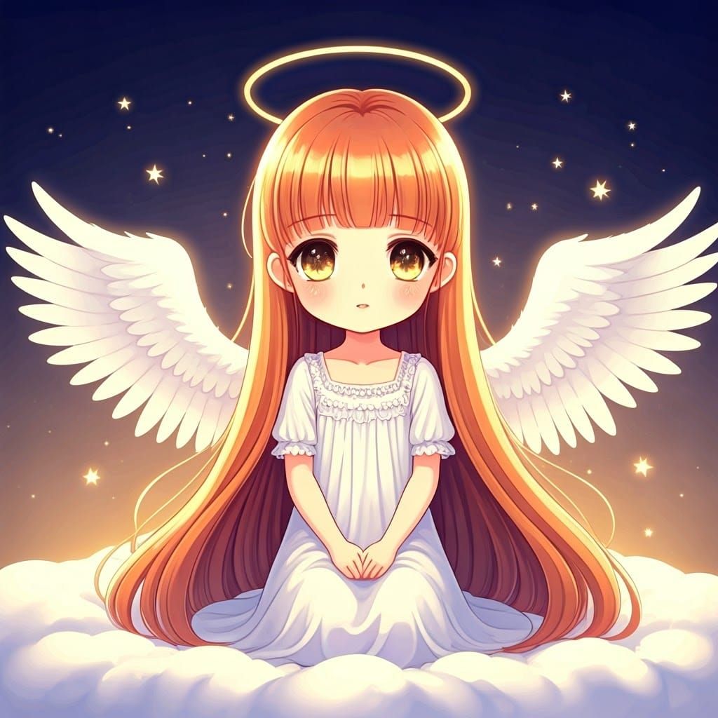 Golden Angel in Whimsical Dreamland