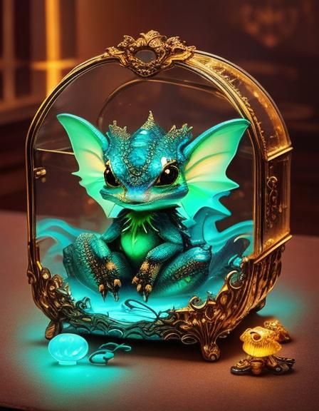 Baby Dragon in Glowing Jewelry Box