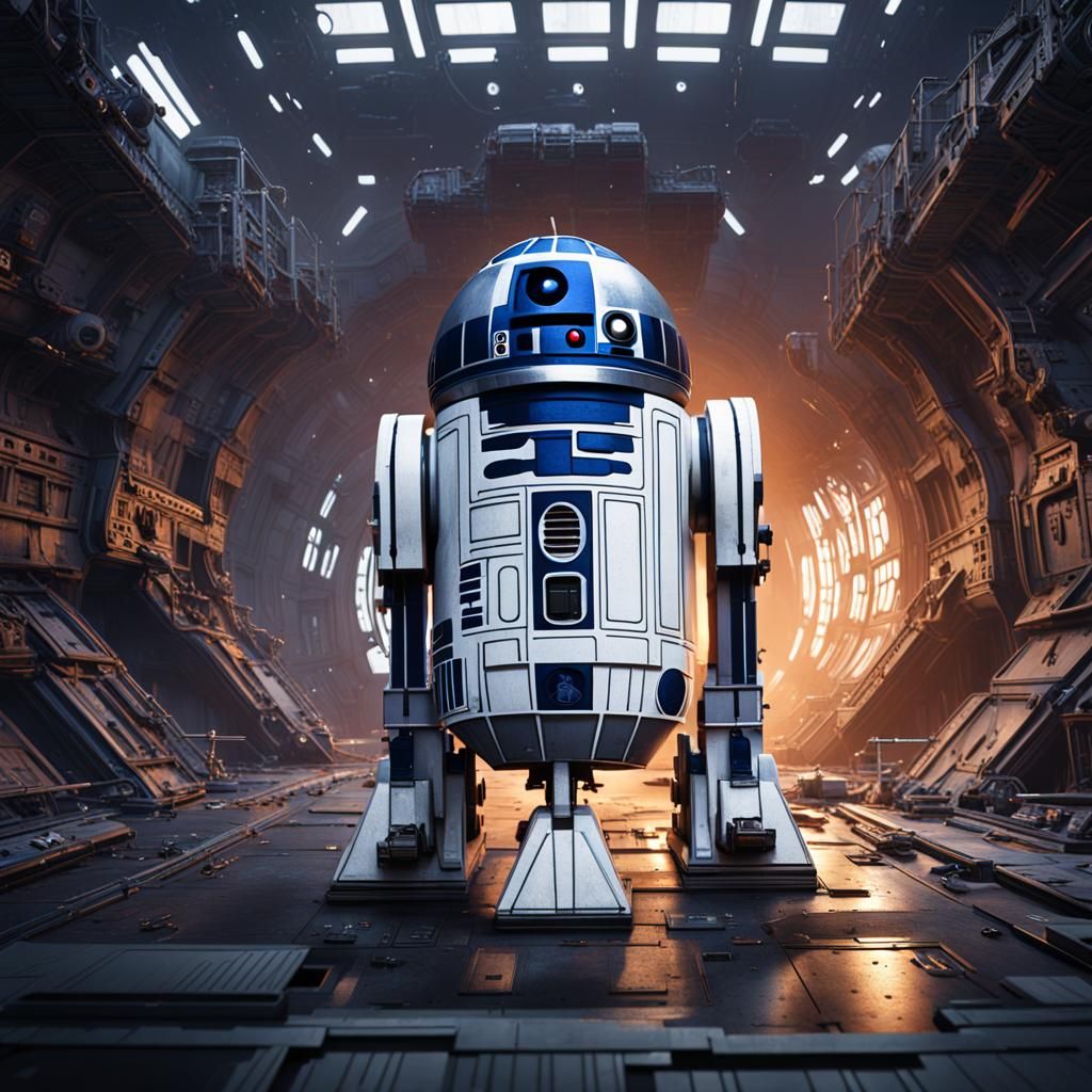 R2-D2 on the Death Star in Detailed Matte Painting