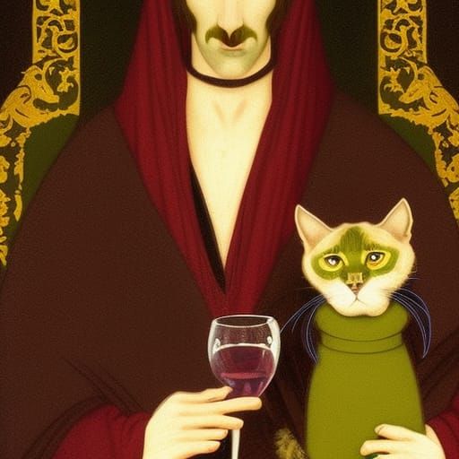 Vampire Lord with Cats: Dark Fantasy Art