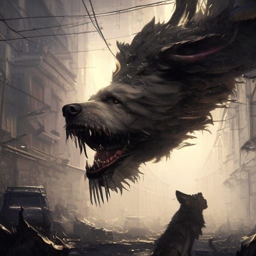 Fearsome Dog Unleashed: Dark Fantasy Concept Art