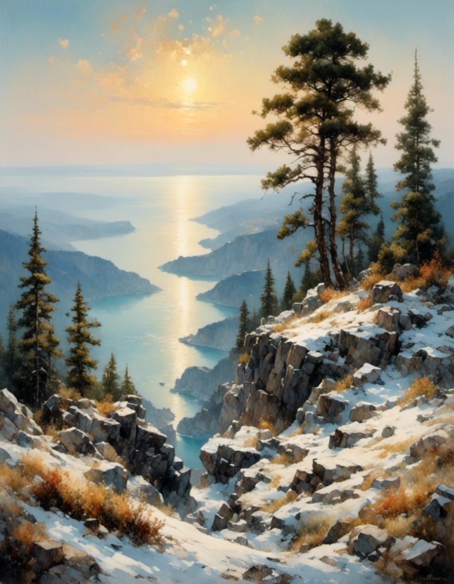 Great Lake Hidden by Trees, AI Generated