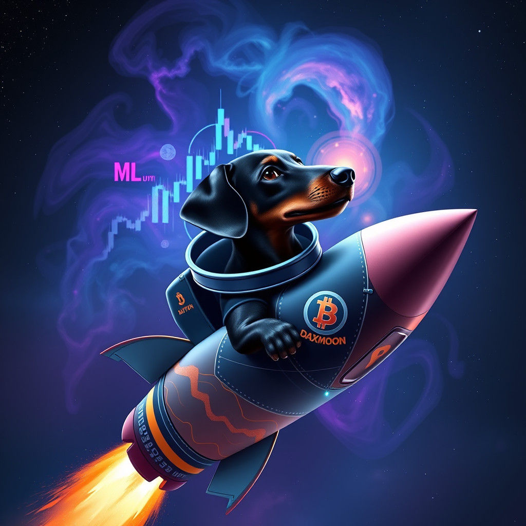 Dachshund in Spacesuit Piloting Bitcoin Rocket