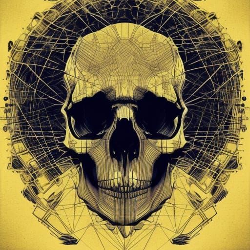 Ancient Alien Skull Blueprint in Dark Epic Style