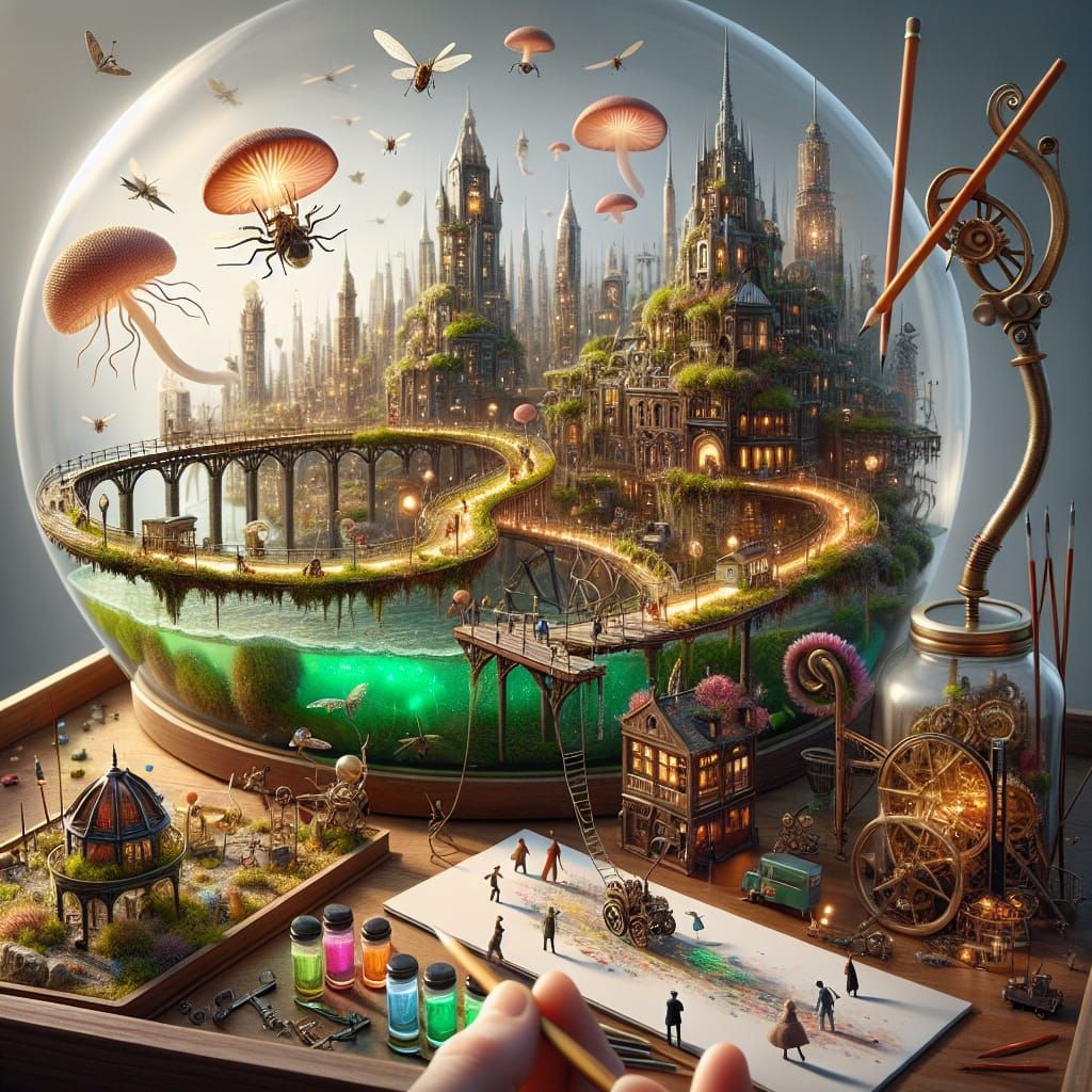 Miniature Worlds: Terrarium City, Steampunk Island, Art Stud...