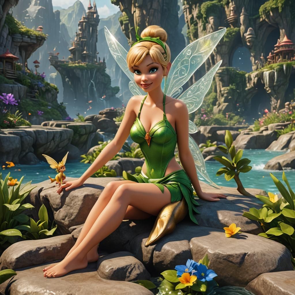 Tinkerbell Relaxing in an Oasis as Matte Painting