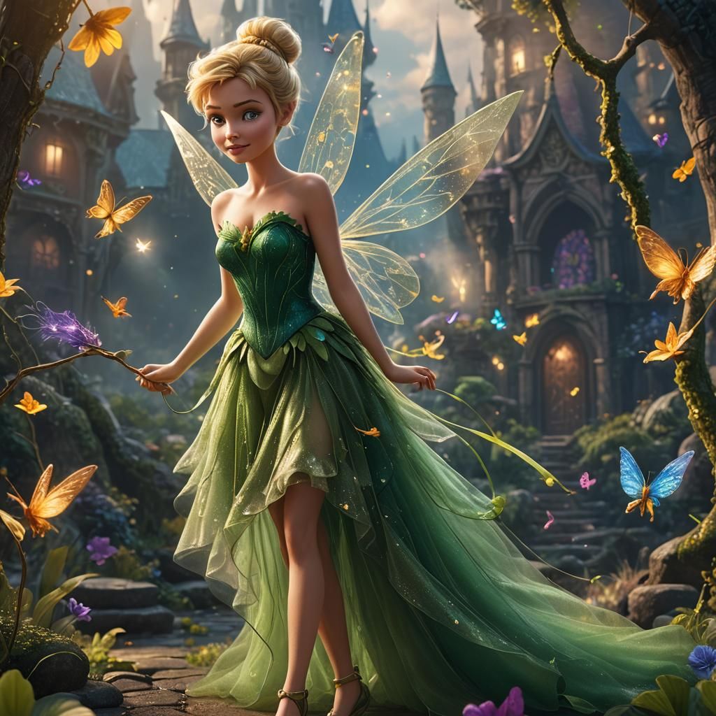 Tinkerbell in Tulle Dress: Fantasy Concept Art