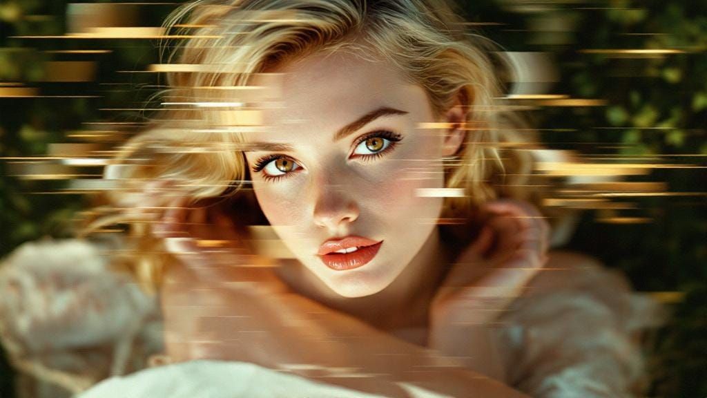 Glitch Art Pin-Up with Fragmented Typography