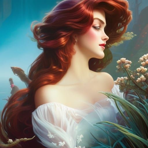 Ariel Fairytale Portrait in Art Nouveau Style