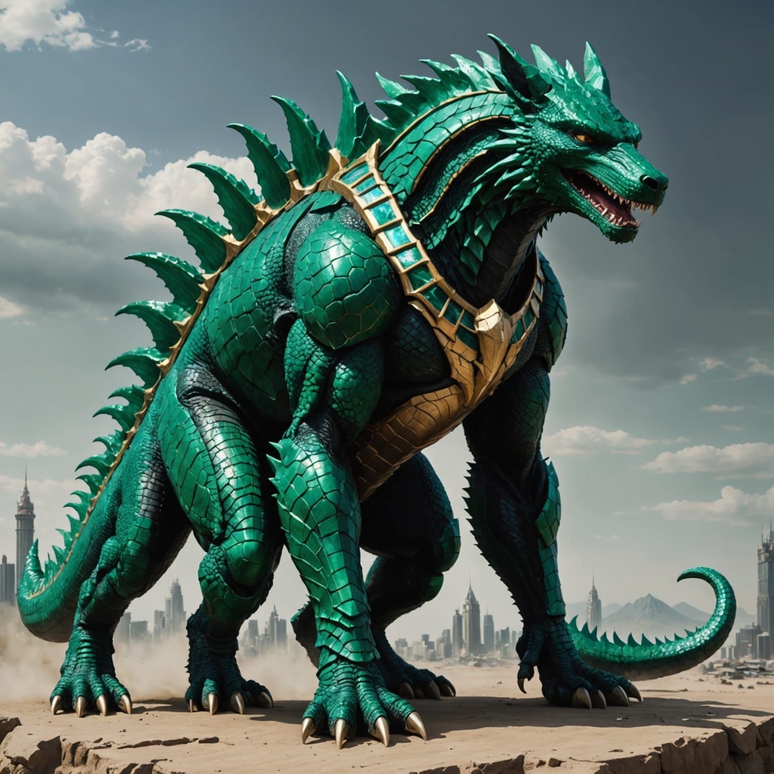 Emerald Anubis Godzilla Dragon Hybrid