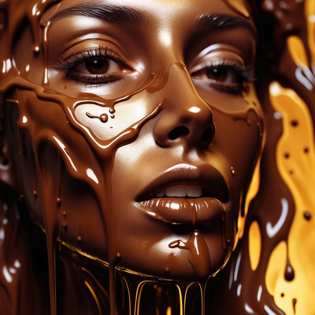 Melting Chocolate Woman: Hyper-Realistic Digital Art