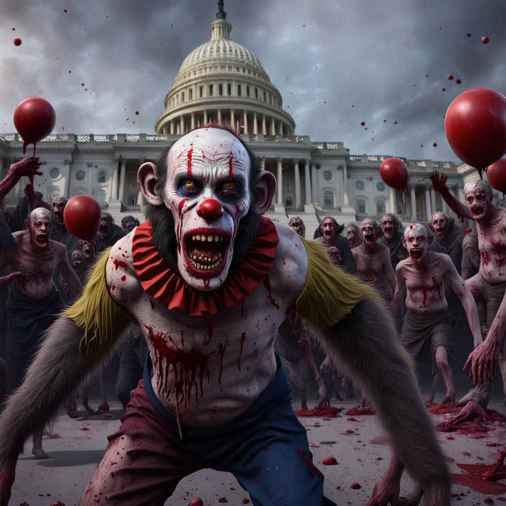 Zombie Monkey Monster Clown Riot at US Capitol