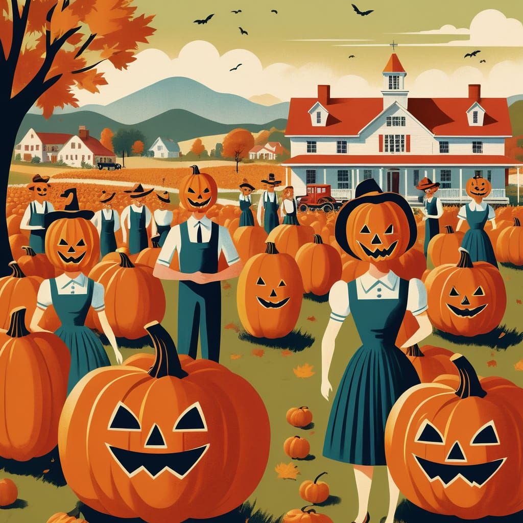 a country harvest festival retro 1950s.  all the people wear...