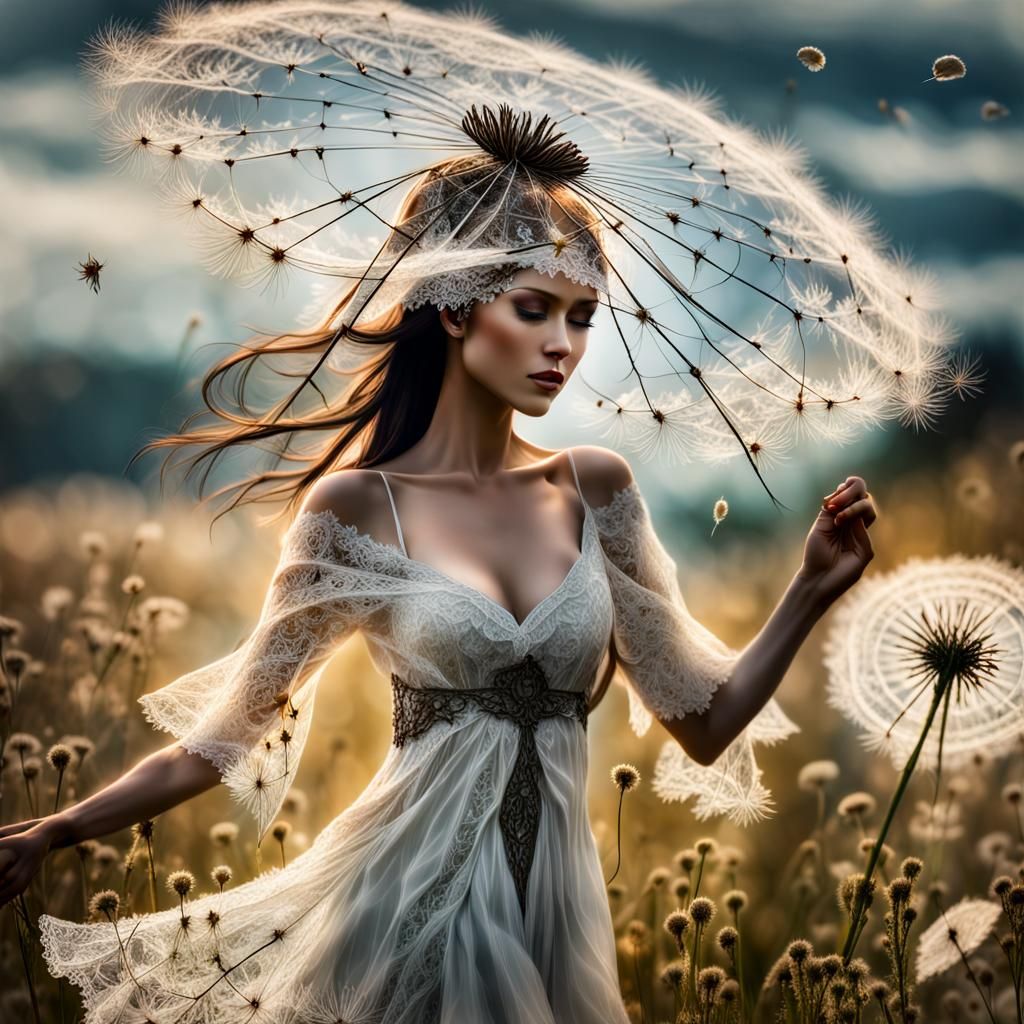 Ethereal Nymphs Dancing with Kites: 3D Digital Art