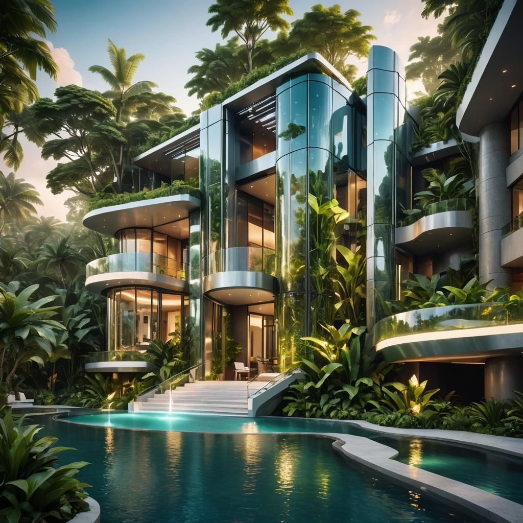 Futuristic Mansion with Bio-luminescent Accents