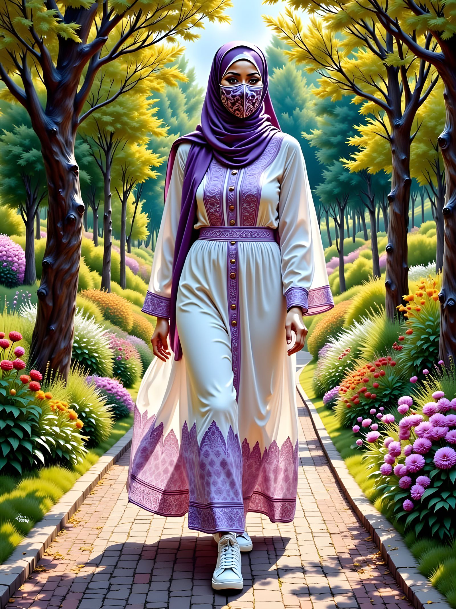 European Woman in Hijab in Art Nouveau Style