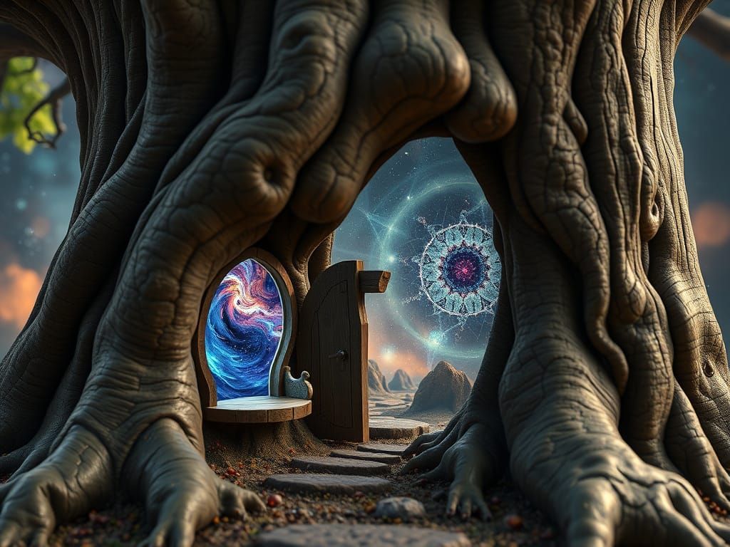 Quantum Portal to Fractal Nebula Hidden in Oak