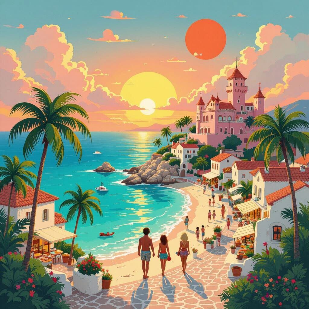 Paradise Island Sunset: A Whimsical Dreamscape