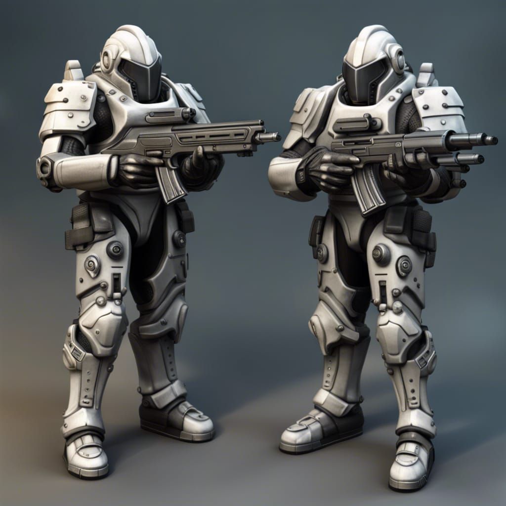 Sci-Fi Armored Guard with Pistol