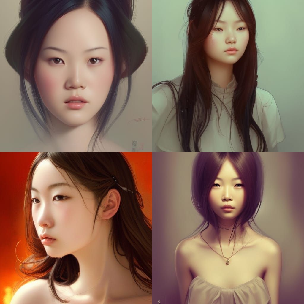 Portrait of a Cute Chinese Girl, Detailed Art