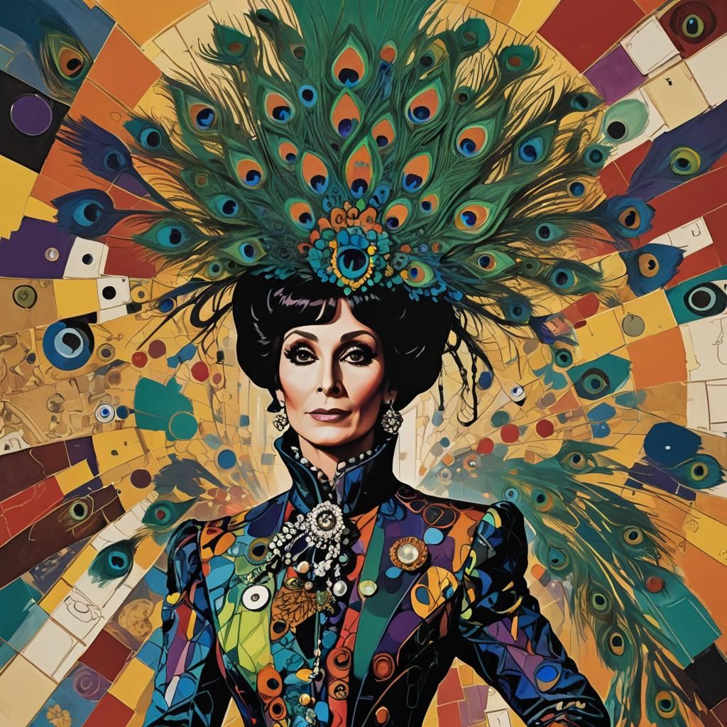 Cher as Mrs. Peacock: Abstract Art Portrait