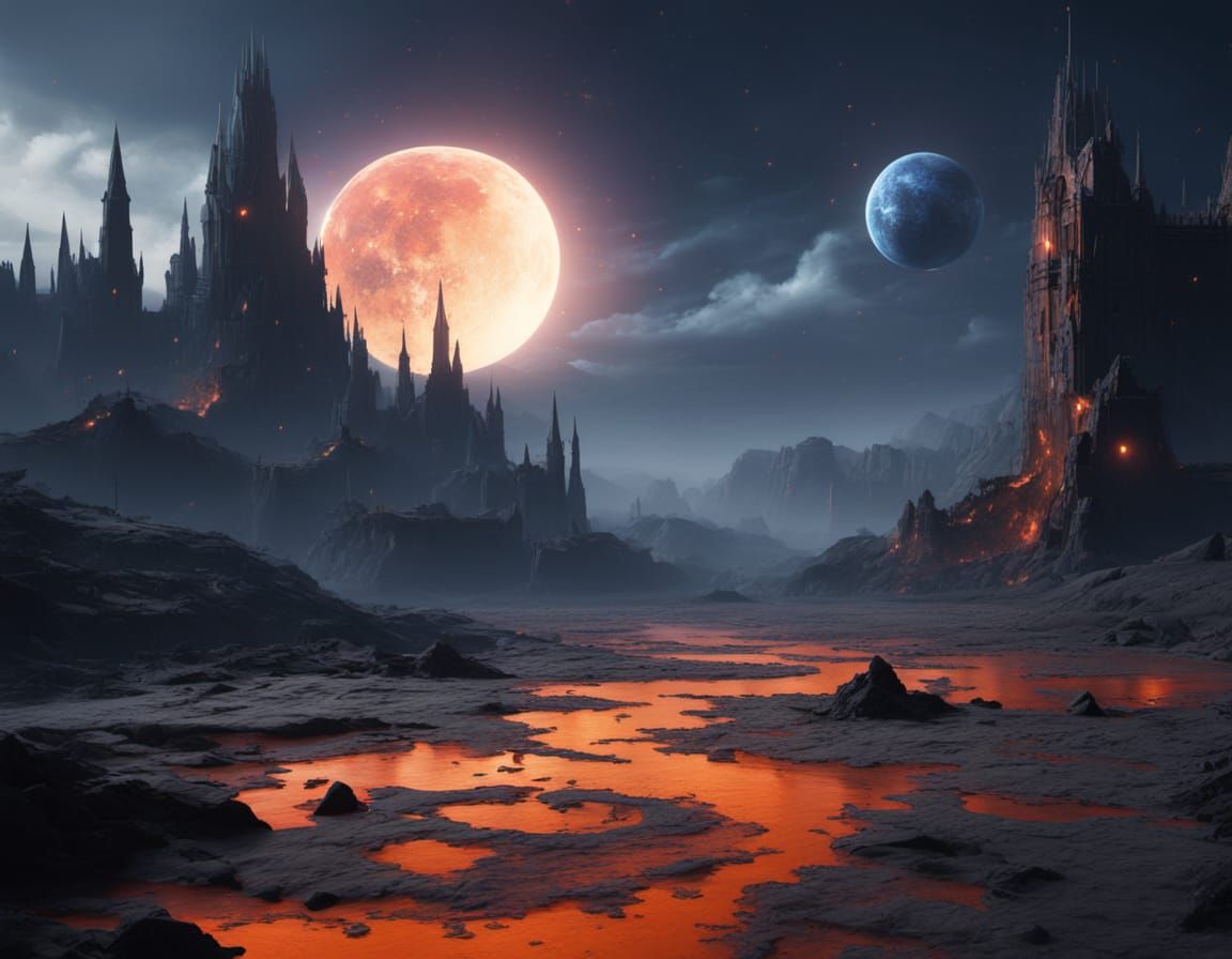 Surreal Knight Under Cosmic Orb