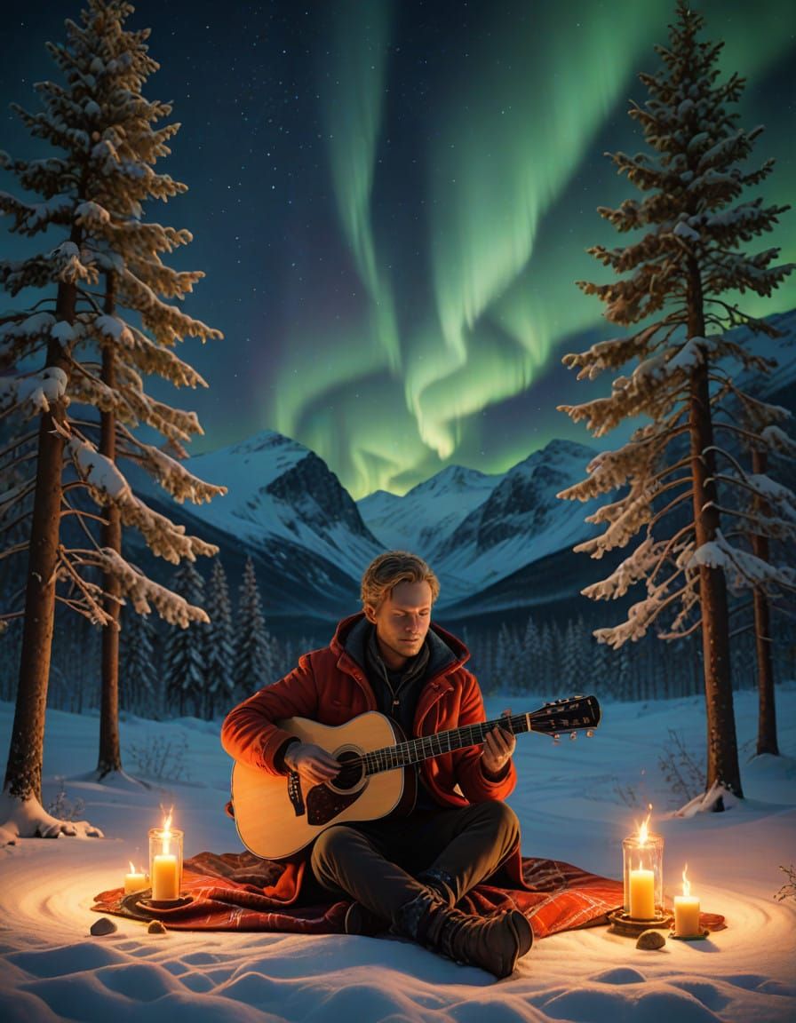 Winter Concert Under the Northern Lights in a Norwegian Fore...