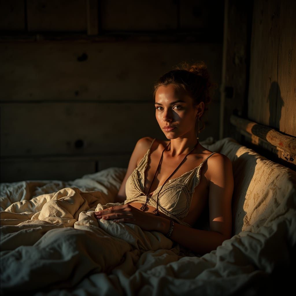 Aloy in Bed with Owl, Cinematic Film Style