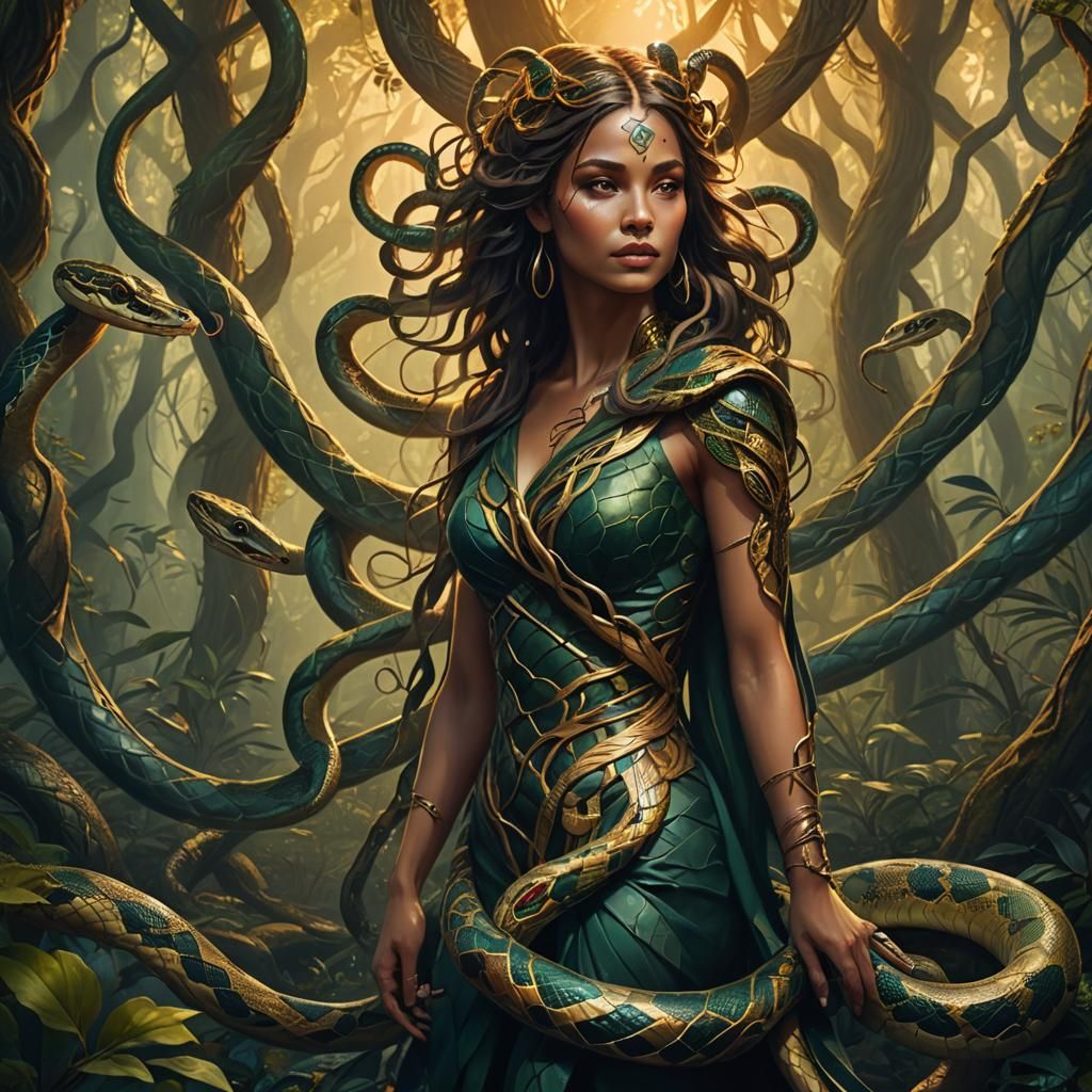Mystical Forest Medusa: Surreal Fantasy Concept Art