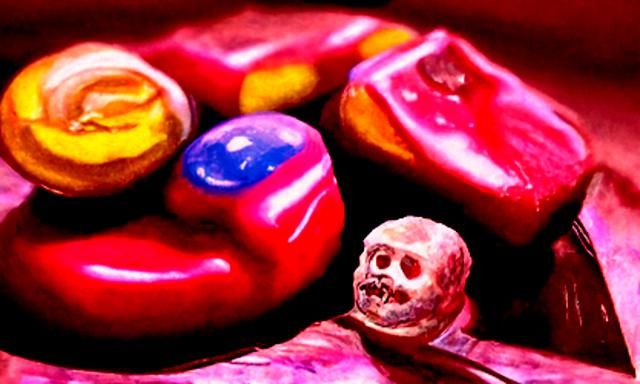 Hyperrealistic Renaissance Painting: Rotting Candy Corpses