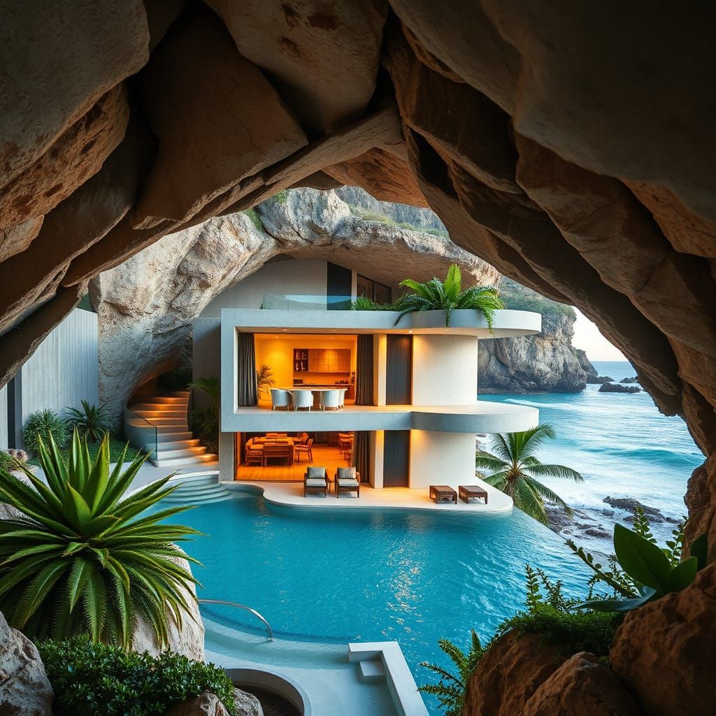 Luxury Coastal Cave House with Infinity Pool
