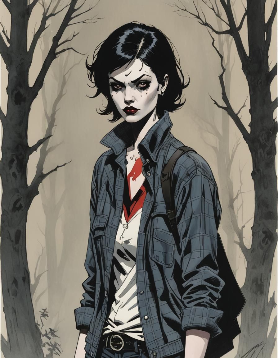 Vampire Portrait in Comic Book Style