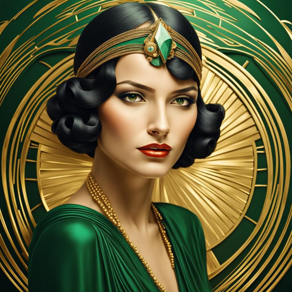 Beautiful Art deco inspired woman portrait