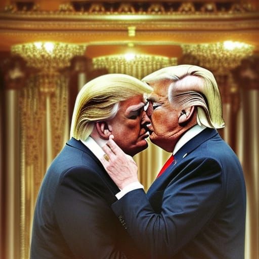 Donald Trump and Kim Jong-un Kissing: Digital Painting