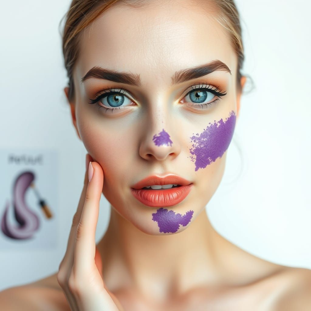 Glamorous Model with Purple Mud Smudge in Beauty Salon Setti...