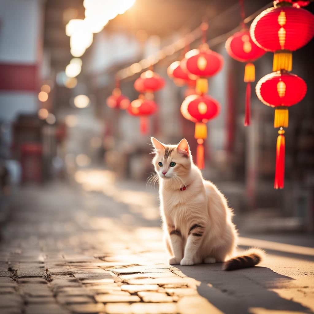 Stray Cat Celebrates Chinese New Year