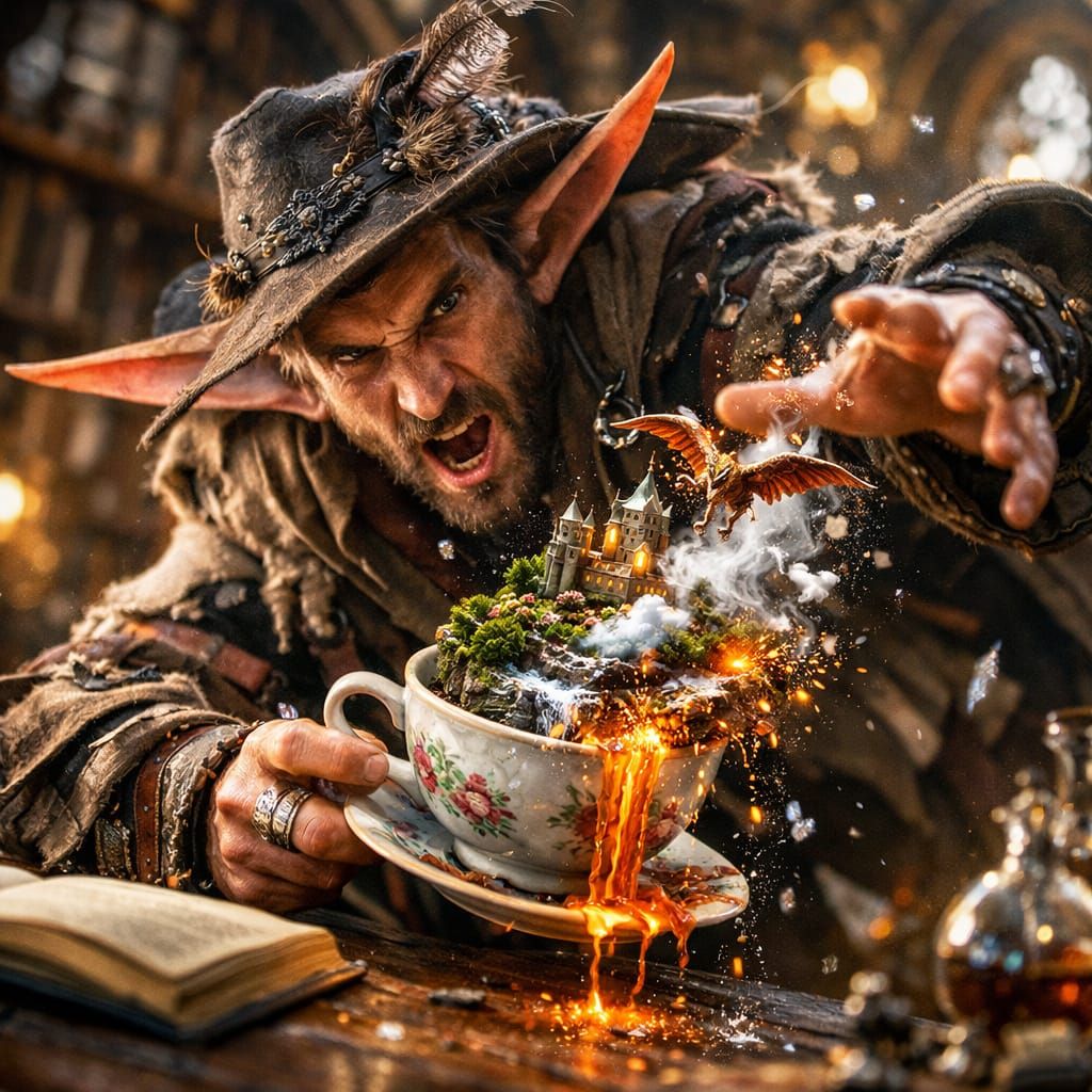 Wizard Casting Unique Spell in Magic Academy