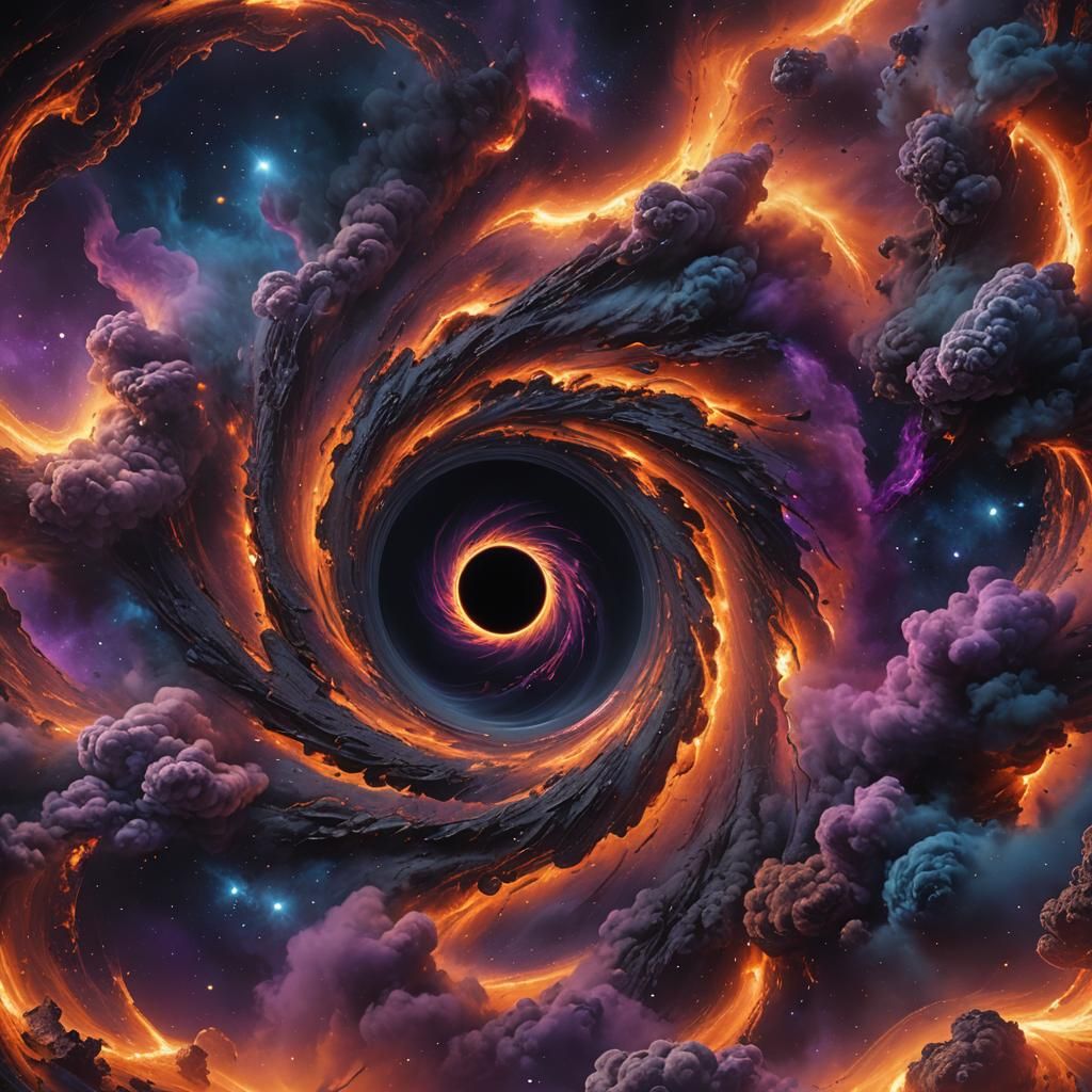 Surreal Black Hole Warps Reality in Dark Fantasy Style