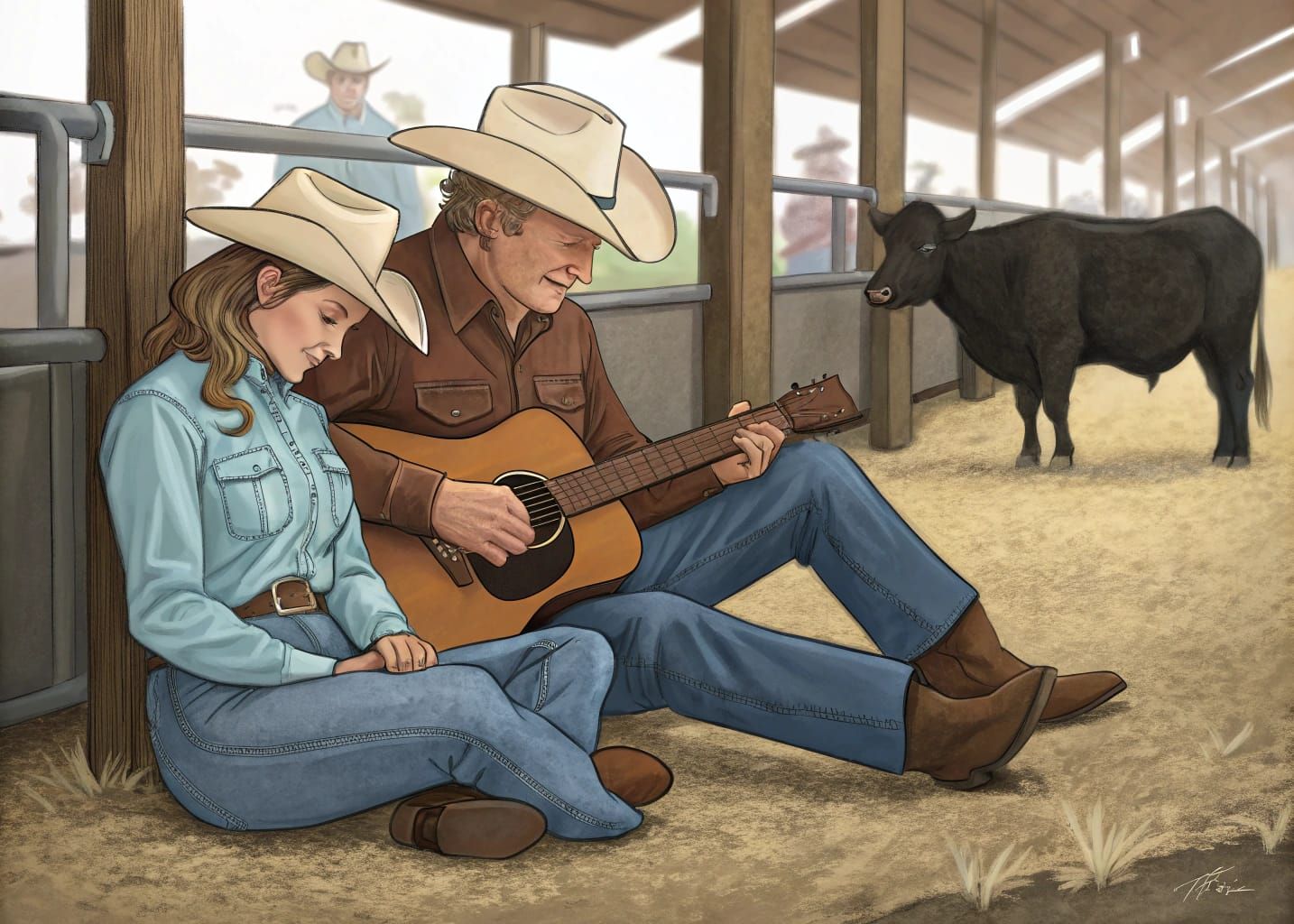 Rex Allen Comforts a Young Girl at a 1960 Livestock Exhibiti...