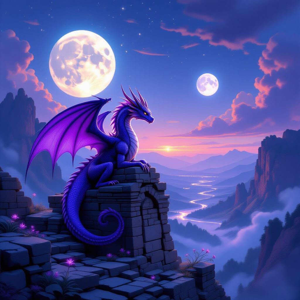 Dragon on Ancient Ruins: Fantasy Concept Art