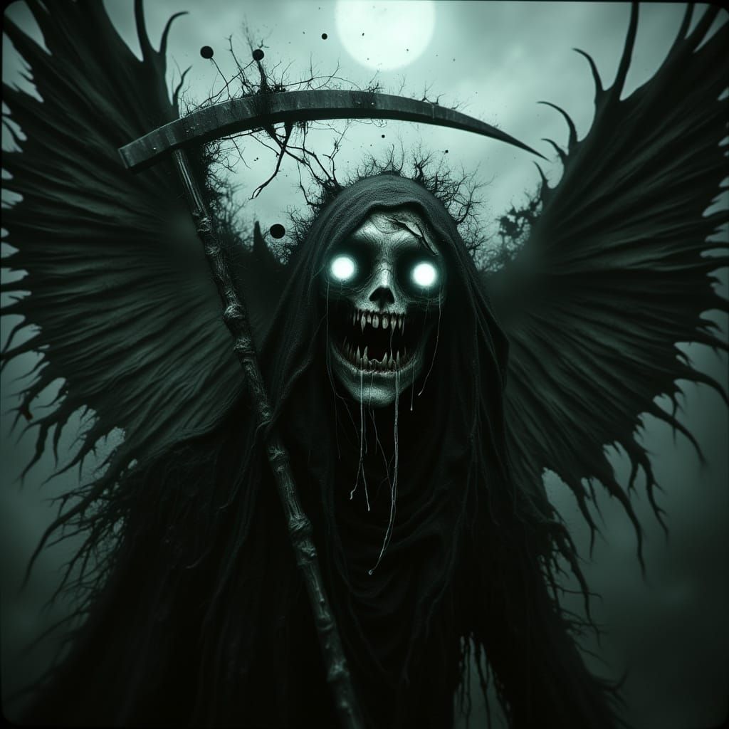 Gothic Angel of Death in a Surreal Nightmare Scene