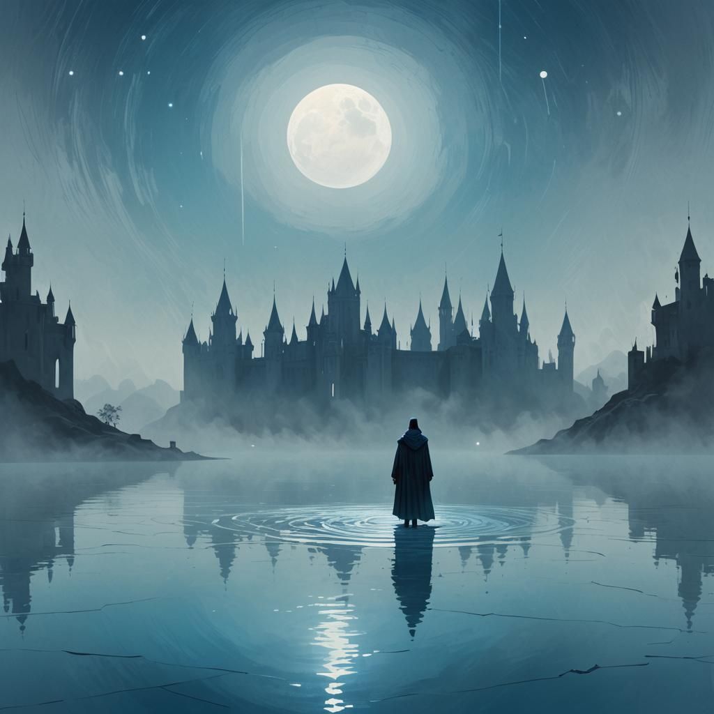 Ethereal Sci-Fi Castle in Low Polygon Style